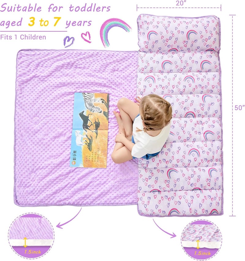 lasoftan Toddler Nap Mat with Pillow and Blanket, Extra Large Rolled Napping Mats,Slumber Bags for Boys Girls,Kids Sleeping Bag for Daycare, Preschool Travel Camping - Image 4